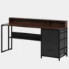 61" Computer Desk Study Writing Table with File Drawers & Monitor Stand - Image 3