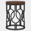 Round End Table, Industrial Side Table with Metal Hollow Frame - Image 10