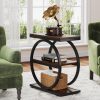 3-Tier End Table, Industrial Sofa Side Table with Round Metal Frame - Image 2