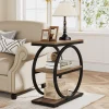 3-Tier End Table, Industrial Sofa Side Table with Round Metal Frame - Image 5