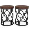 Round End Table, Industrial Side Table with Metal Hollow Frame - Image 7