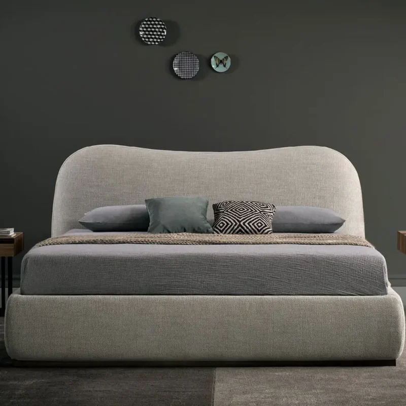 Upholstered king size bed with curved headboard With a Storage bed - Image 3