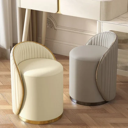 Modern Minimalist Cylinder Buff Vanity Stool Backrest For Bedroom
