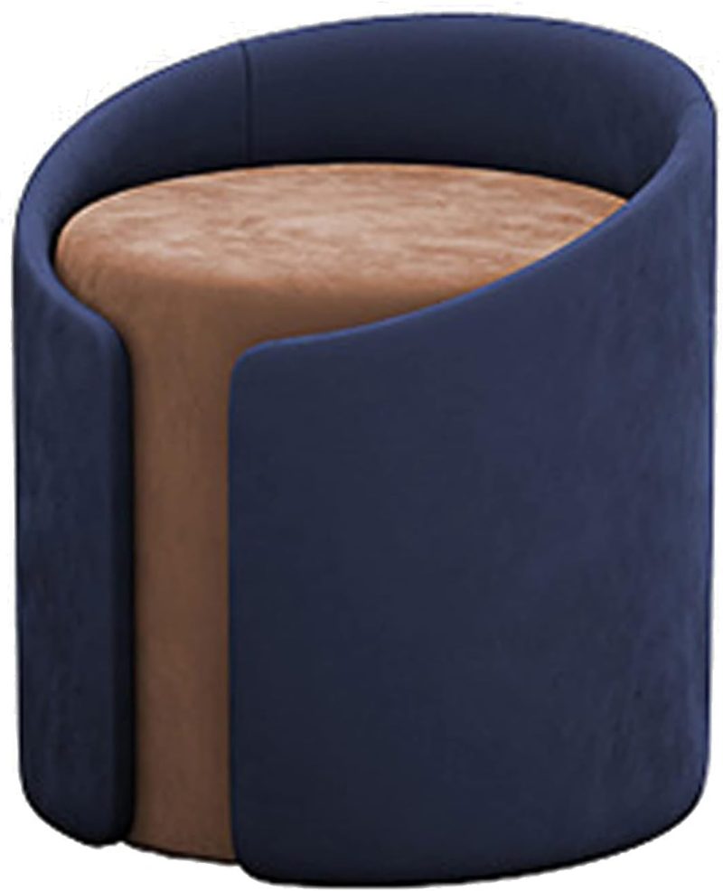 Footstool High-grade Cloth Velvet ​Fabric Round Ottoman - Soft and Comfortable Footstool for Living Room Bedroom Footstool Rest Seat Sofa Stool - Image 9