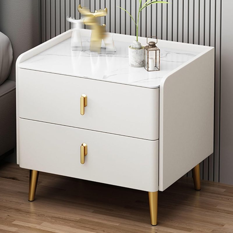 Wooden Bedside Table with 2 Drawers, Side Tables, Mid-Century Modern High Bedside Table for Bedroom, Living Room - Image 5