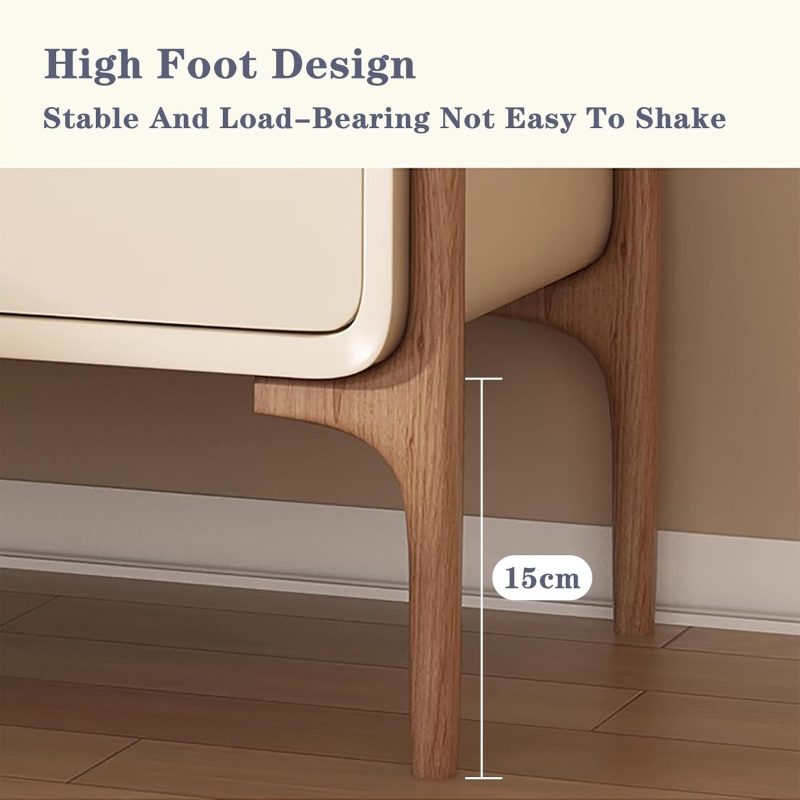 White Bedside Table with 2 Drawers Nightstand with Slides Modern Style Bedside Tables 40x40x50cm for Living Room Hallway Bedroom Office - Image 3