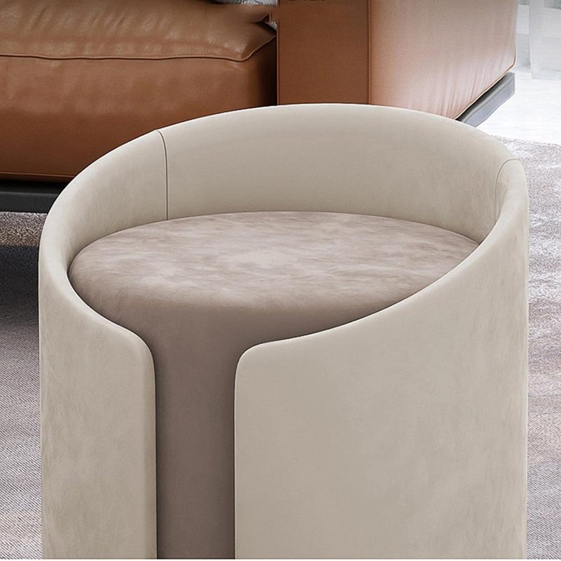 Footstool High-grade Cloth Velvet ​Fabric Round Ottoman - Soft and Comfortable Footstool for Living Room Bedroom Footstool Rest Seat Sofa Stool - Image 3