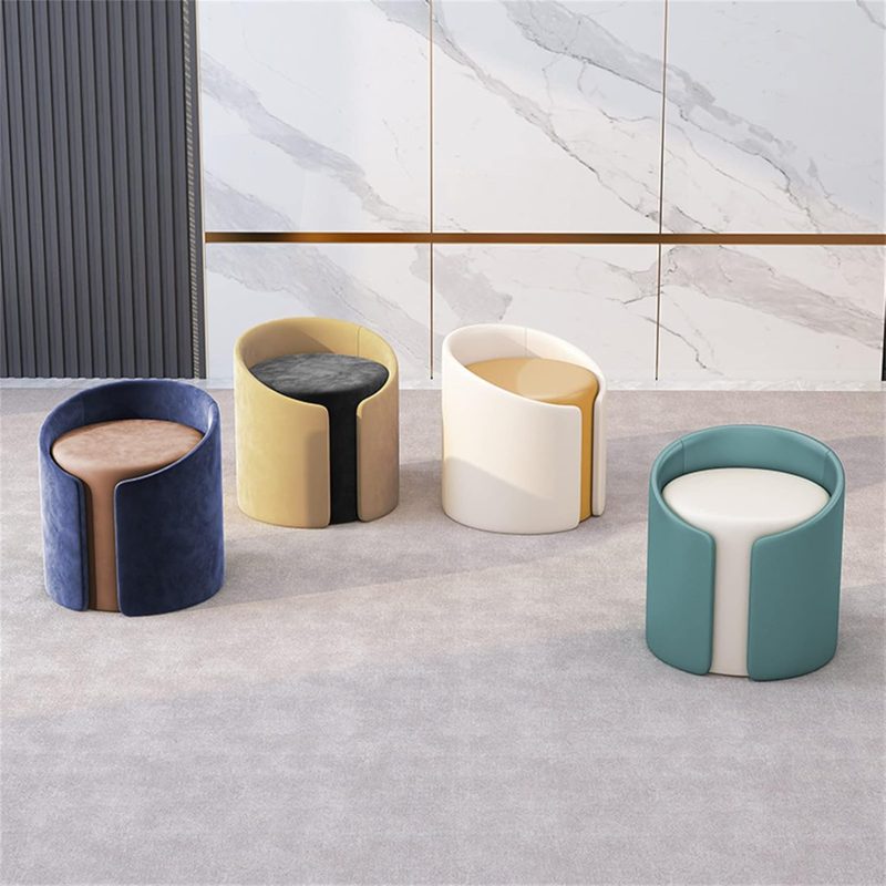 Footstool High-grade Cloth Velvet ​Fabric Round Ottoman - Soft and Comfortable Footstool for Living Room Bedroom Footstool Rest Seat Sofa Stool - Image 10