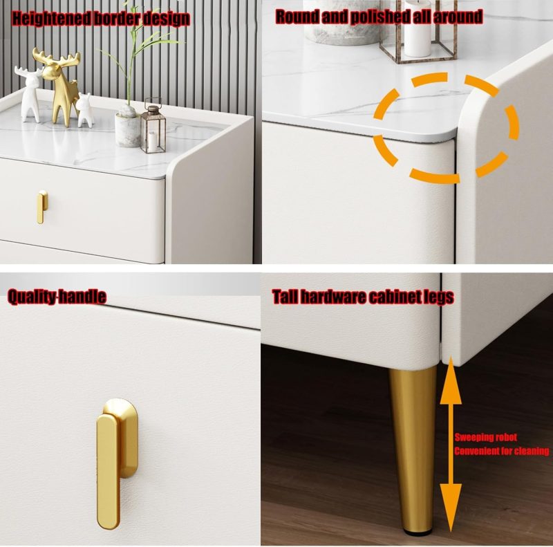 Wooden Bedside Table with 2 Drawers, Side Tables, Mid-Century Modern High Bedside Table for Bedroom, Living Room - Image 6