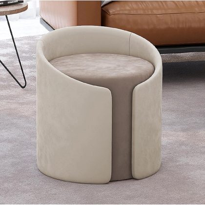 Footstool High-grade Cloth Velvet ​Fabric Round Ottoman - Soft and Comfortable Footstool for Living Room Bedroom Footstool Rest Seat Sofa Stool