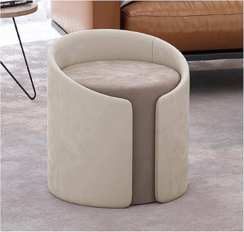Footstool High-grade Cloth Velvet ​Fabric Round Ottoman - Soft and Comfortable Footstool for Living Room Bedroom Footstool Rest Seat Sofa Stool