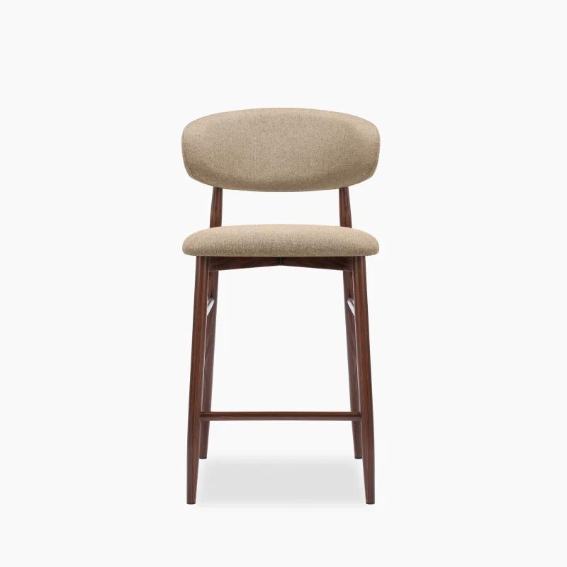 Curved Backrest Modern Fabric Upholstered Bar Stool - Image 3