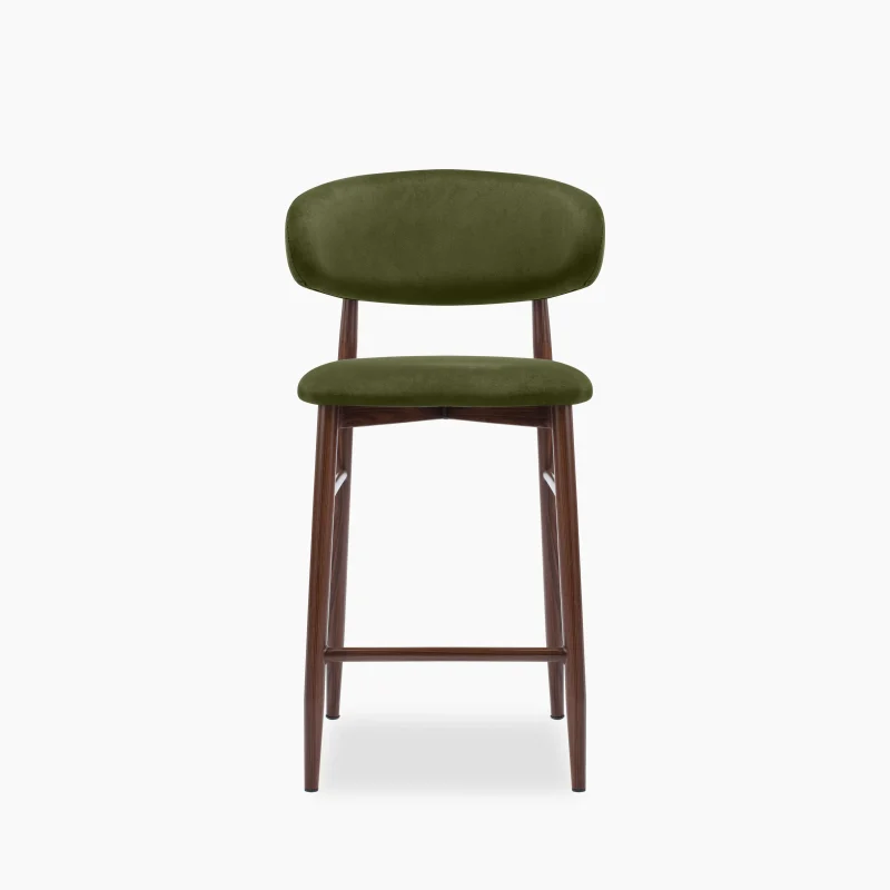 Curved Backrest Modern Fabric Upholstered Bar Stool - Image 4