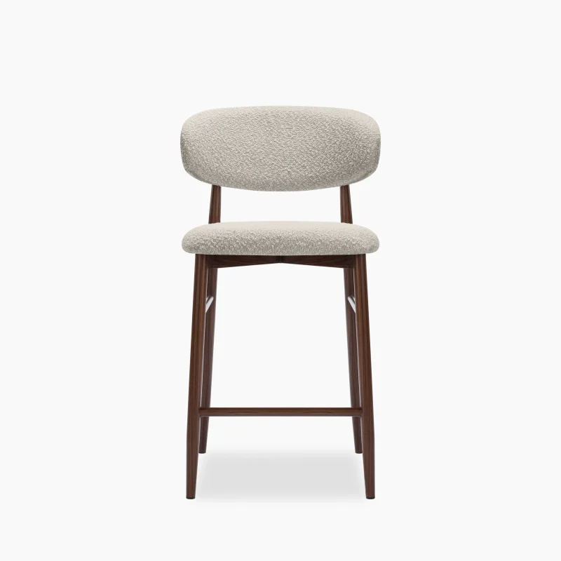 Curved Backrest Modern Fabric Upholstered Bar Stool - Image 5