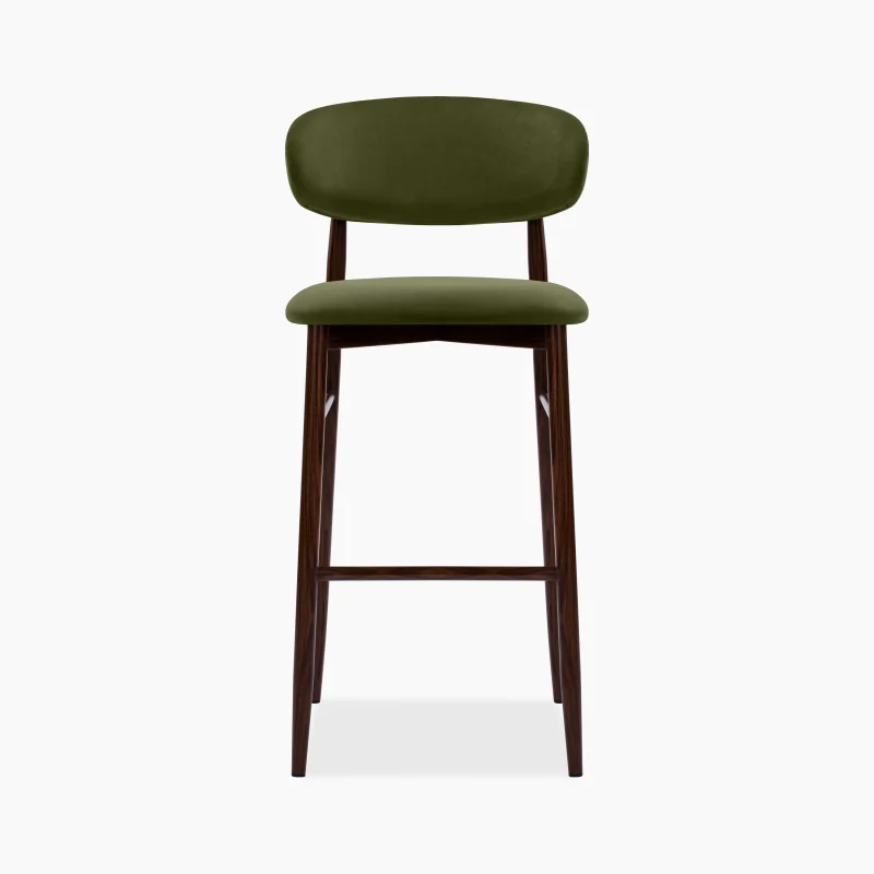 Curved Backrest Modern Fabric Upholstered Bar Stool - Image 9
