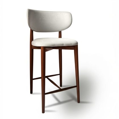 Curved Backrest Modern Fabric Upholstered Bar Stool