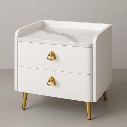 Wooden Bedside Table with 2 Drawers, Side Tables, Mid-Century Modern High Bedside Table for Bedroom, Living Room