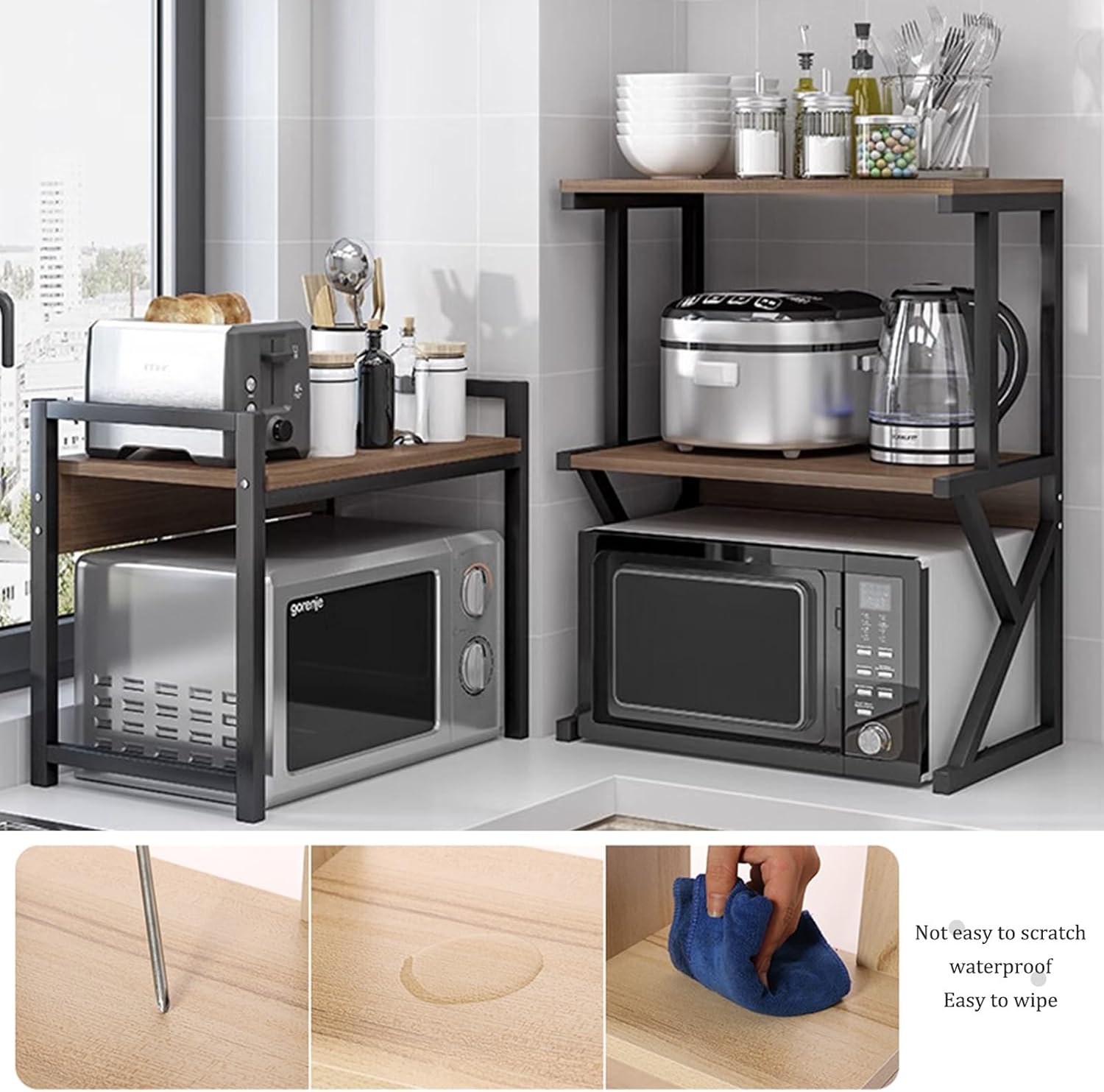 Microwave Oven Rack,Microwave Rack Durable Electric Oven Holder Shelf Countertop Microwave Organizer Steel Kitchen Rack - Image 7