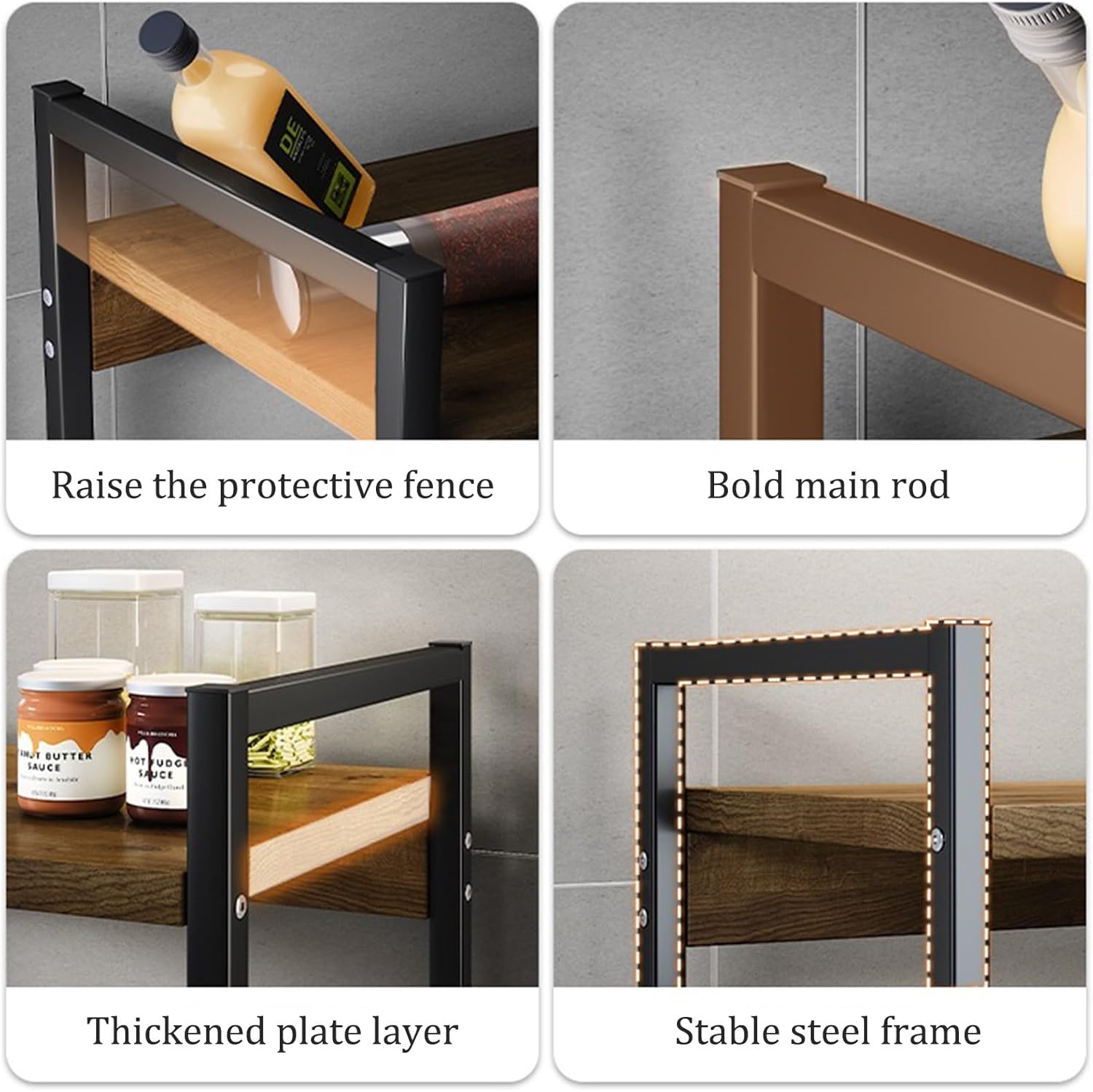 Microwave Oven Rack,Microwave Rack Durable Electric Oven Holder Shelf Countertop Microwave Organizer Steel Kitchen Rack - Image 4