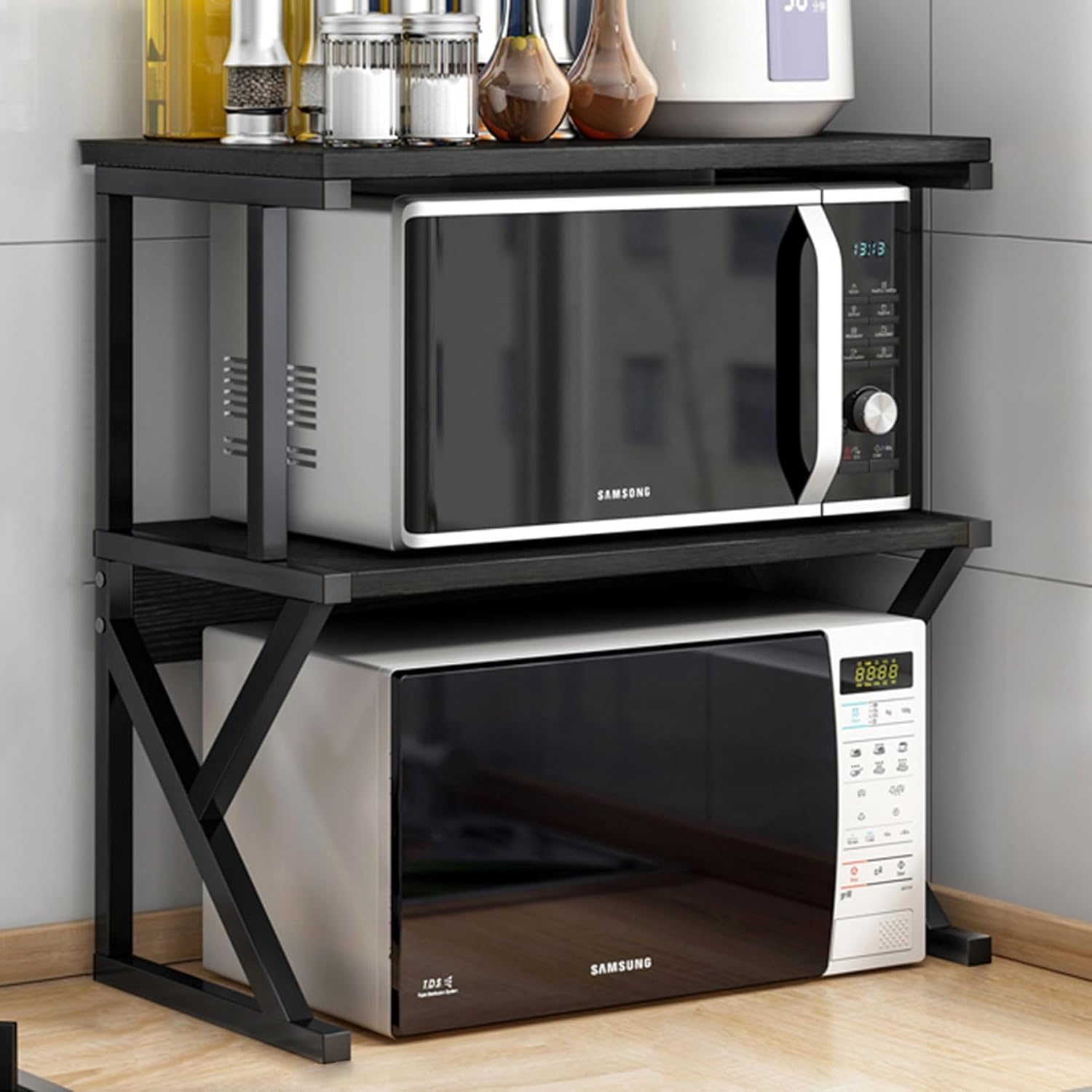 Microwave Oven Rack,Microwave Rack Durable Electric Oven Holder Shelf Countertop Microwave Organizer Steel Kitchen Rack